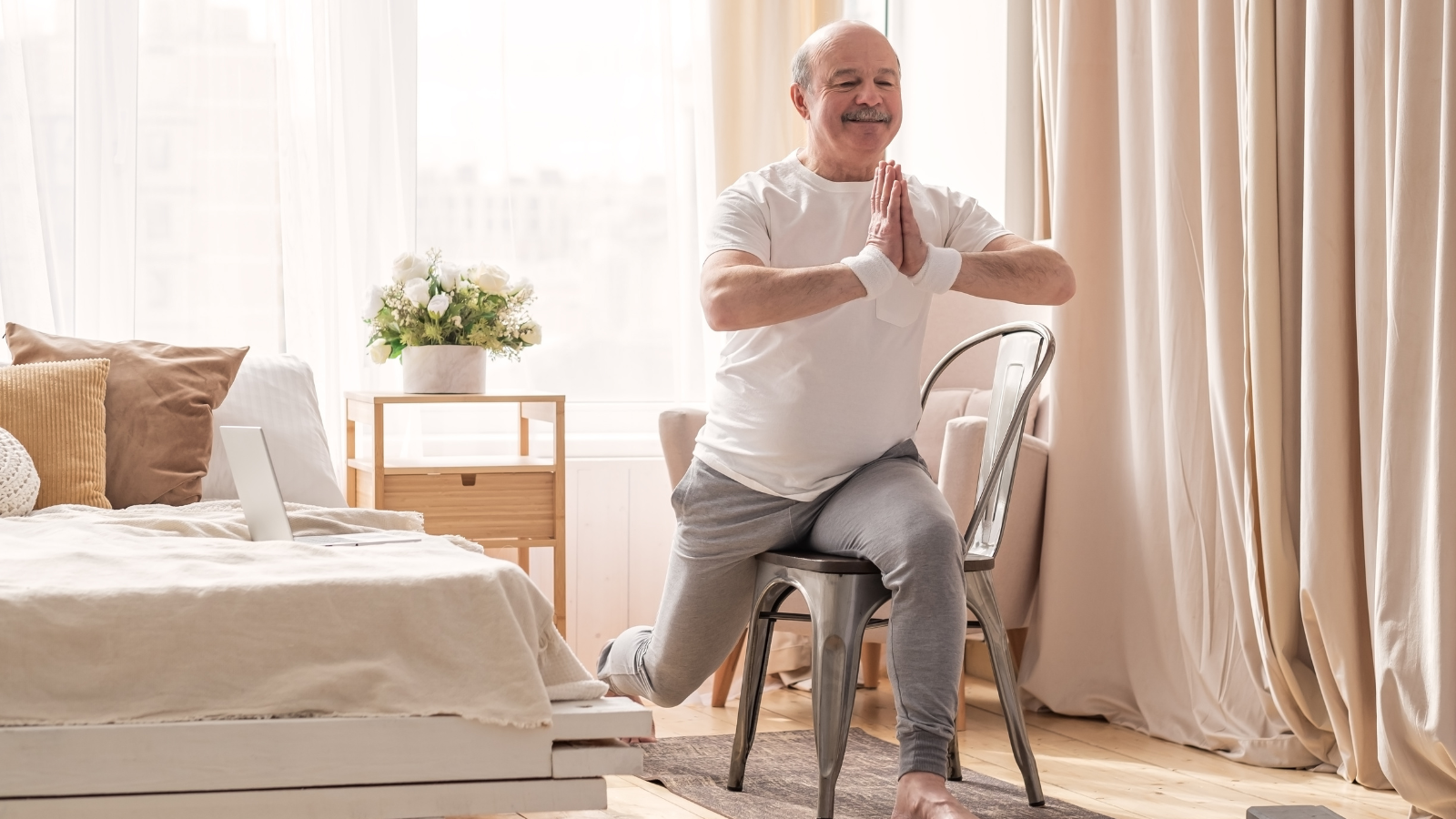 Online Chair Yoga can provide mental, physical and social benefits for seniors.